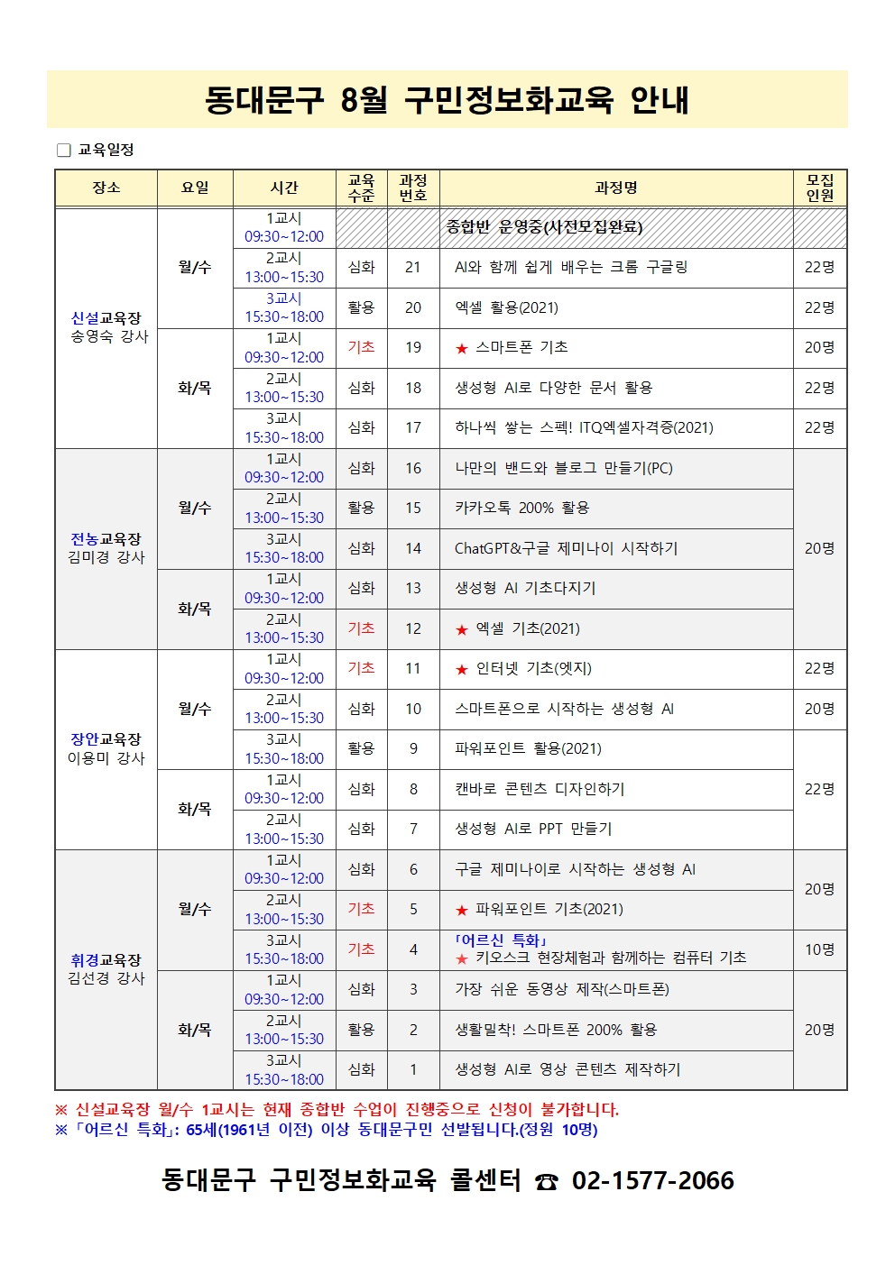 2026년 8월 「동대문구 구민정보화교육」 대면교육 안내 이미지 1 - 본문에 자세한설명을 제공합니다.