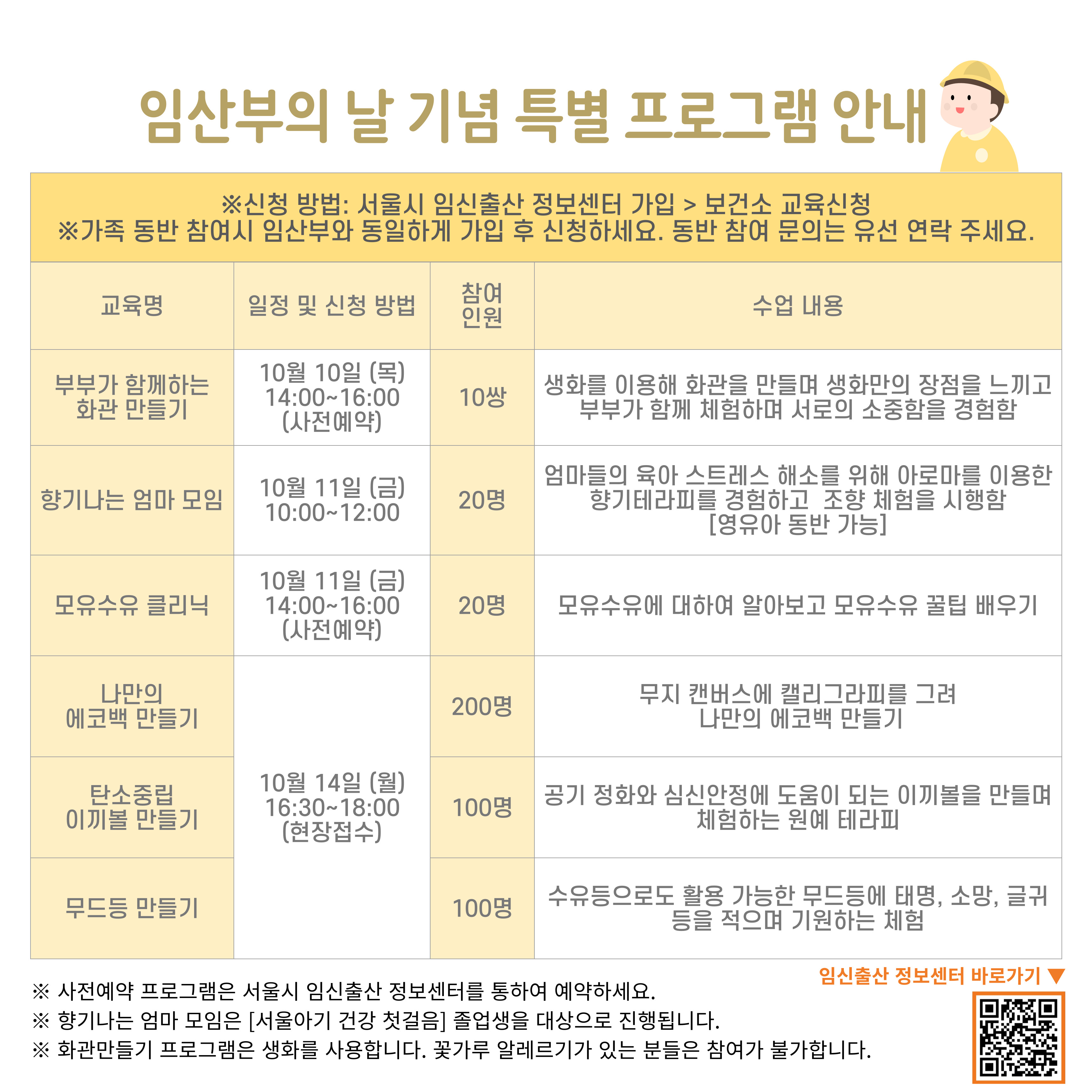 임산부의 날 프로그램 안내