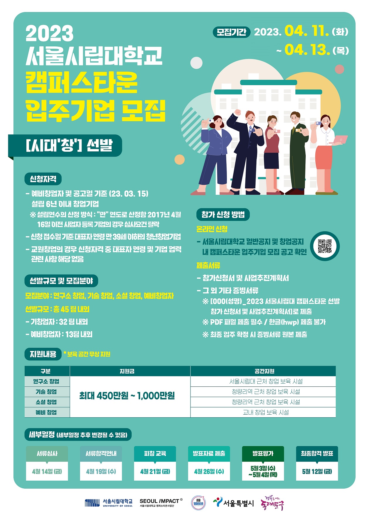 (추가모집) 서울시립대학교 캠퍼스타운 입주기업 모집 시대'창' 선발 이미지 1 - 본문에 자세한설명을 제공합니다.
